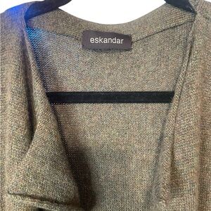Eskandar Women's Brown Duster Sweater Cardigan 100% cashmere
